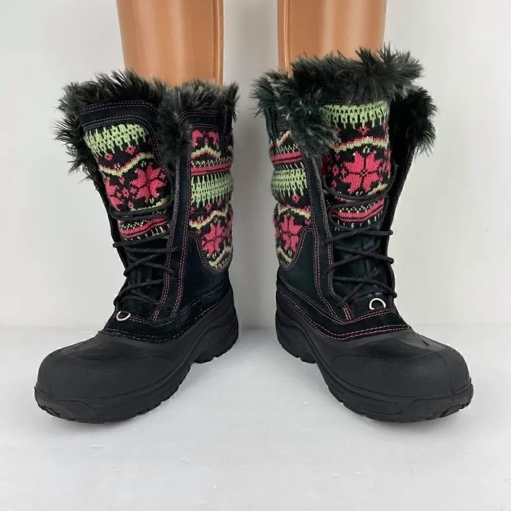 The north face girls shellista lace novelty Winter  black multicolored boot sz 6